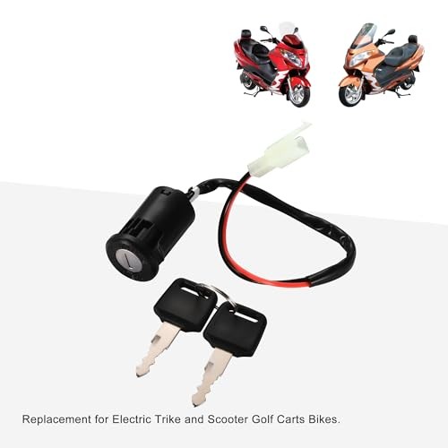 2 Wire Ignition Key Switch Lock Replacement for Electric Trike and Scooter