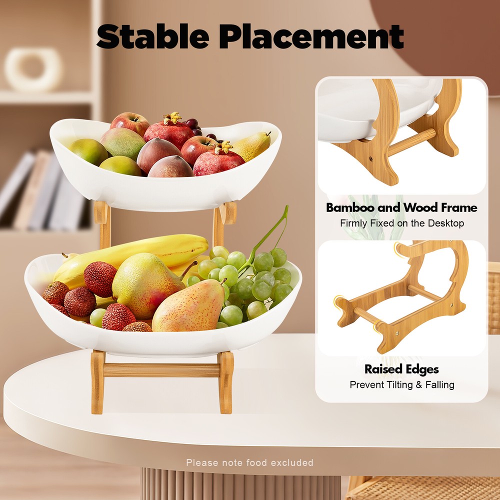 2 Tier Fruit Basket, Fruit Bowl for Kitchen Counter, Fruit Basket for Kitchen