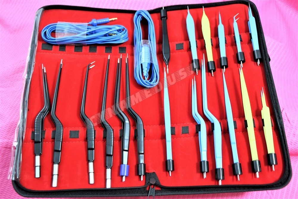 German Premium Stainles Bipolar Bayonet Forceps Electrosurgical Instruments Set