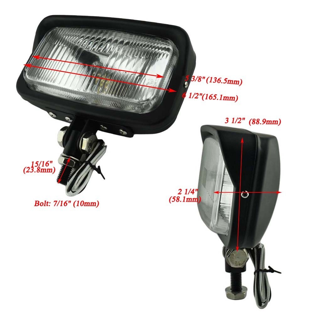 Retro Motorcycle Headlight Black Rectangle Lamp Custom For Harley Cafe Racer