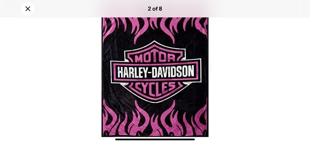 Super Soft Plush Classic Black Harley Davidson Blanket / Throw Full or Queen
