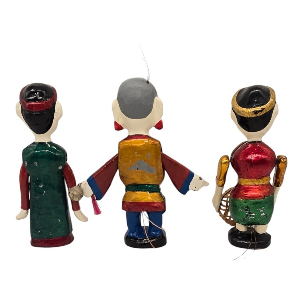 VIETNAMESE WATER PUPPETS SET OF 3 PULL STRING JOINTED