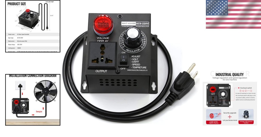 Fan Speed Controller - Adjustable 110V Motor Regulator