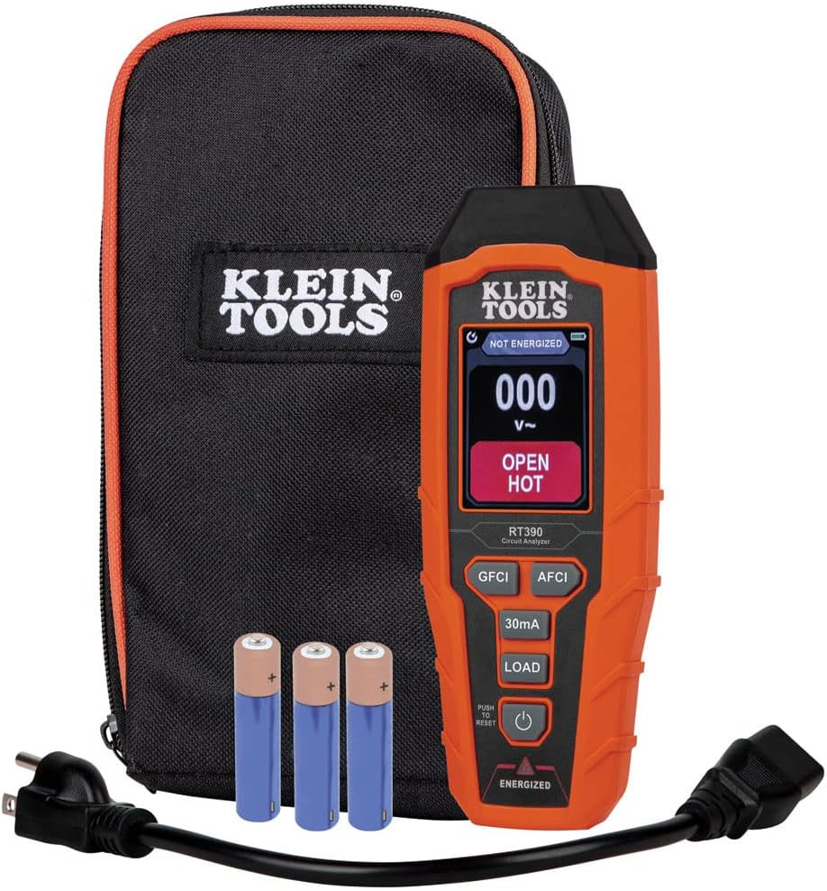 Klein Tools RT390 Circuit Analyzer: LCD - GFCI/AFCI Tester - Voltage Drop