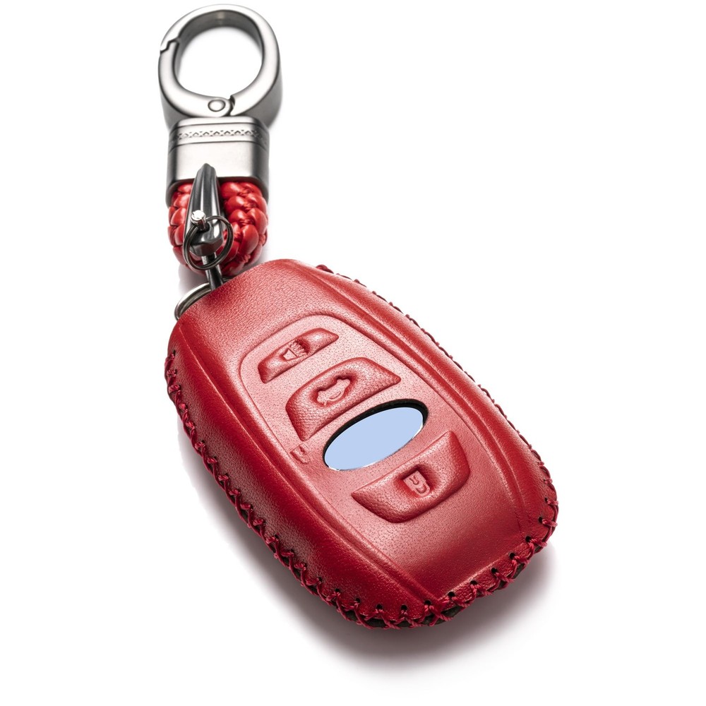 Leather Smart Key Fob Case for Subaru Models 20142026  4 Button, Red