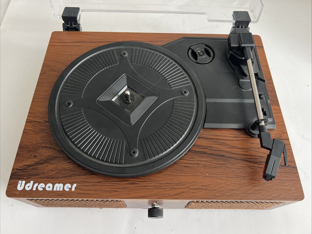 Udreamer Bluetooth Record Player Turntable 3 Speed Mahogany Tested
