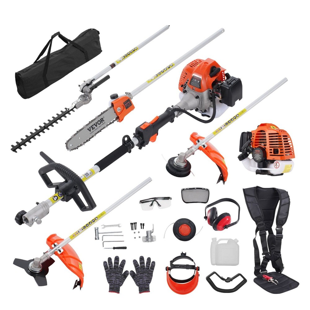 26CC 6-in-1 Professional Trimmer, Gas Powered Hedge String Cutter Kit