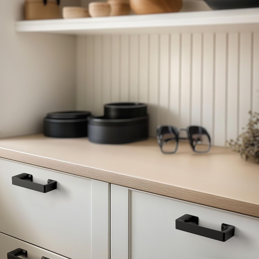 HESTIA HARDWARE 10 Pack | 3 Inch Hole Center Matte Black Kitchen Cabinet Pull...