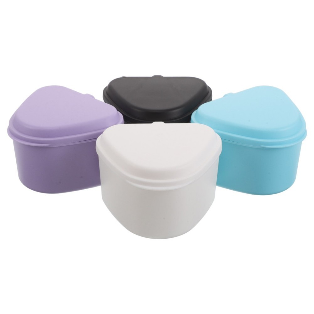 4 Pcs Retainer Portable Cleaning Case Denture Storage Box Compact Plastic