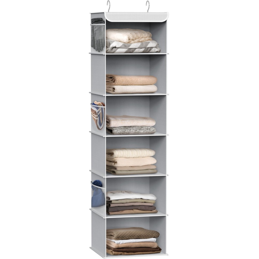 6 Shelf Hanging Closet Organizer, Gray