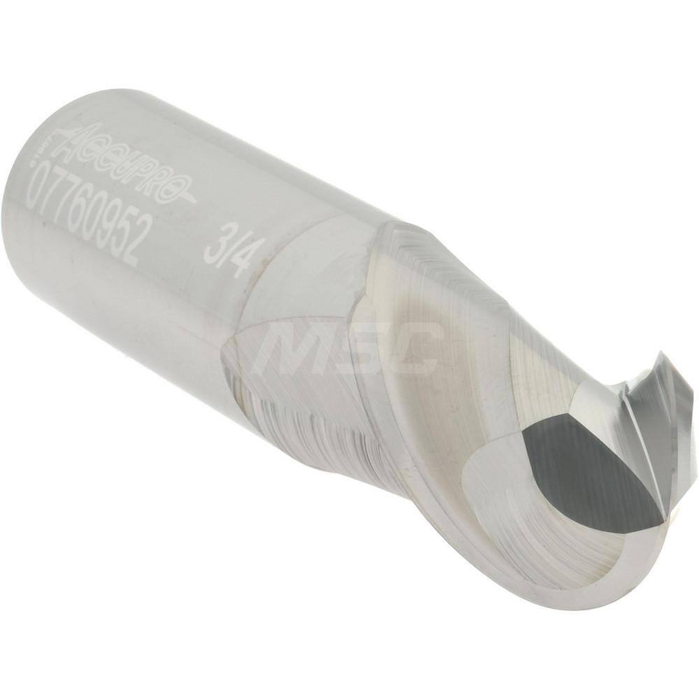 Accupro 3/4" Diam, 1" LOC, 2 Flute Solid Carbide Ball End Mill Uncoated, Sing...
