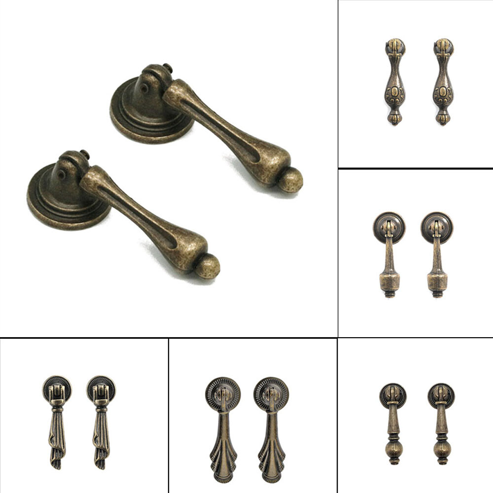 2/5/10Pcs Retro Drop Pull Handle Cabinet Pulls Kitchen Cupboard Door Drawer Knob