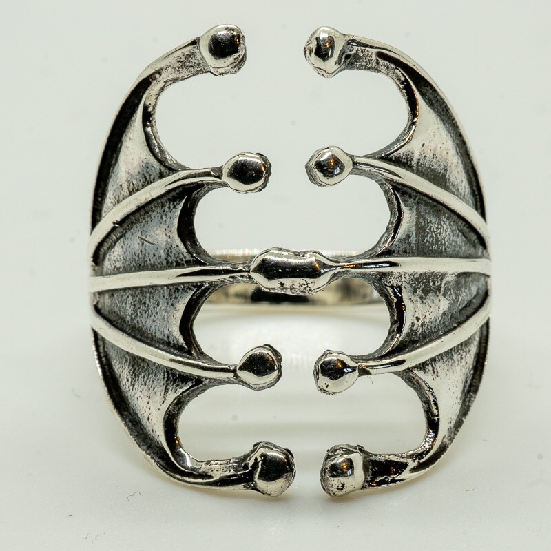 Bat Wing Frog Webbed Feet Ring 925 silver Vampire Gothic M -X Larger on request
