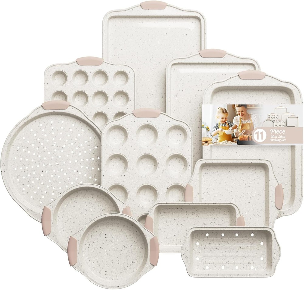 11-Piece Nonstick Stackable Baking Pans Set Toxin-Free Bakeware Sets Baking Pan