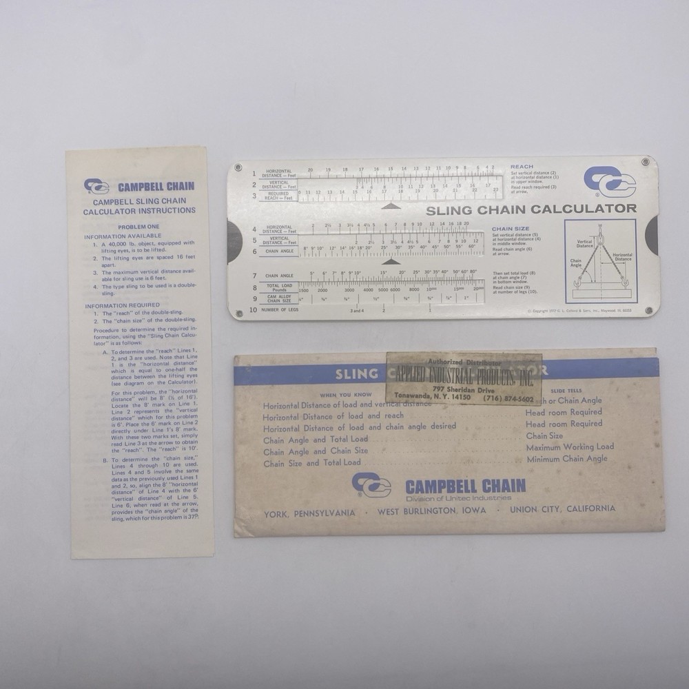 Campbell Chain Company Chain Sling Calculator