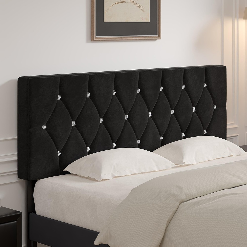 Tufted Upholstered Headboard King Size, with 6 Adjustable Height from 39.8" t...