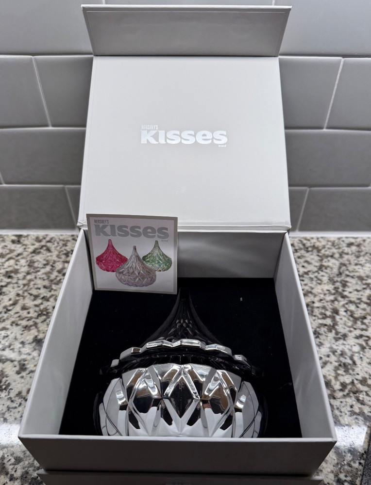 NEW Hershey's Kisses Electroplated Silver Crystal Candy Dish with Gift box