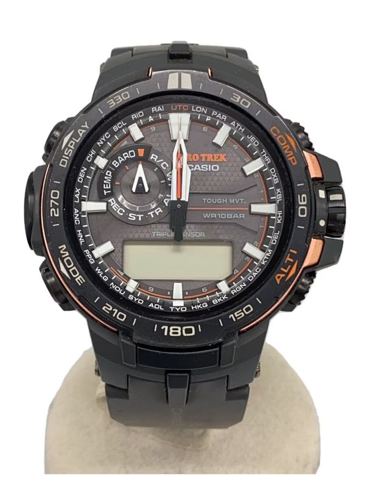 CASIO Solar Watch PROTREK Digital Analog Rubber BLK BLK SS