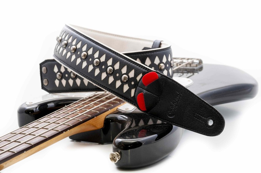 RightOn! Armour Design Guitar Strap; White