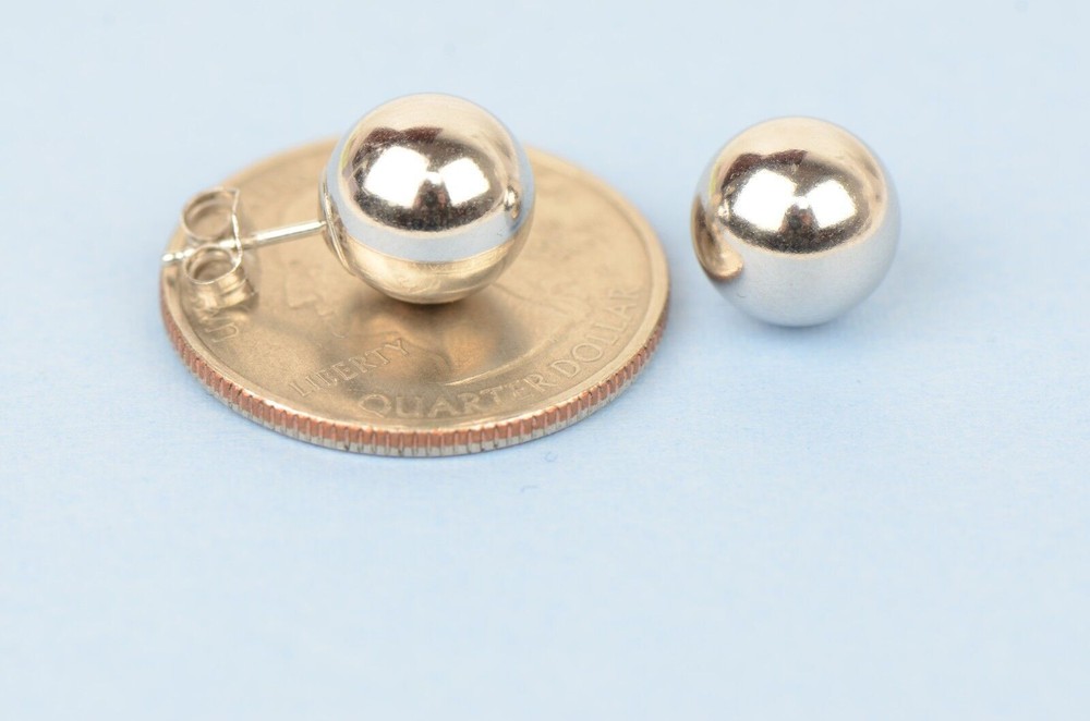 925-Sterling-Silver-Round Ball Stud Earrings High Polished