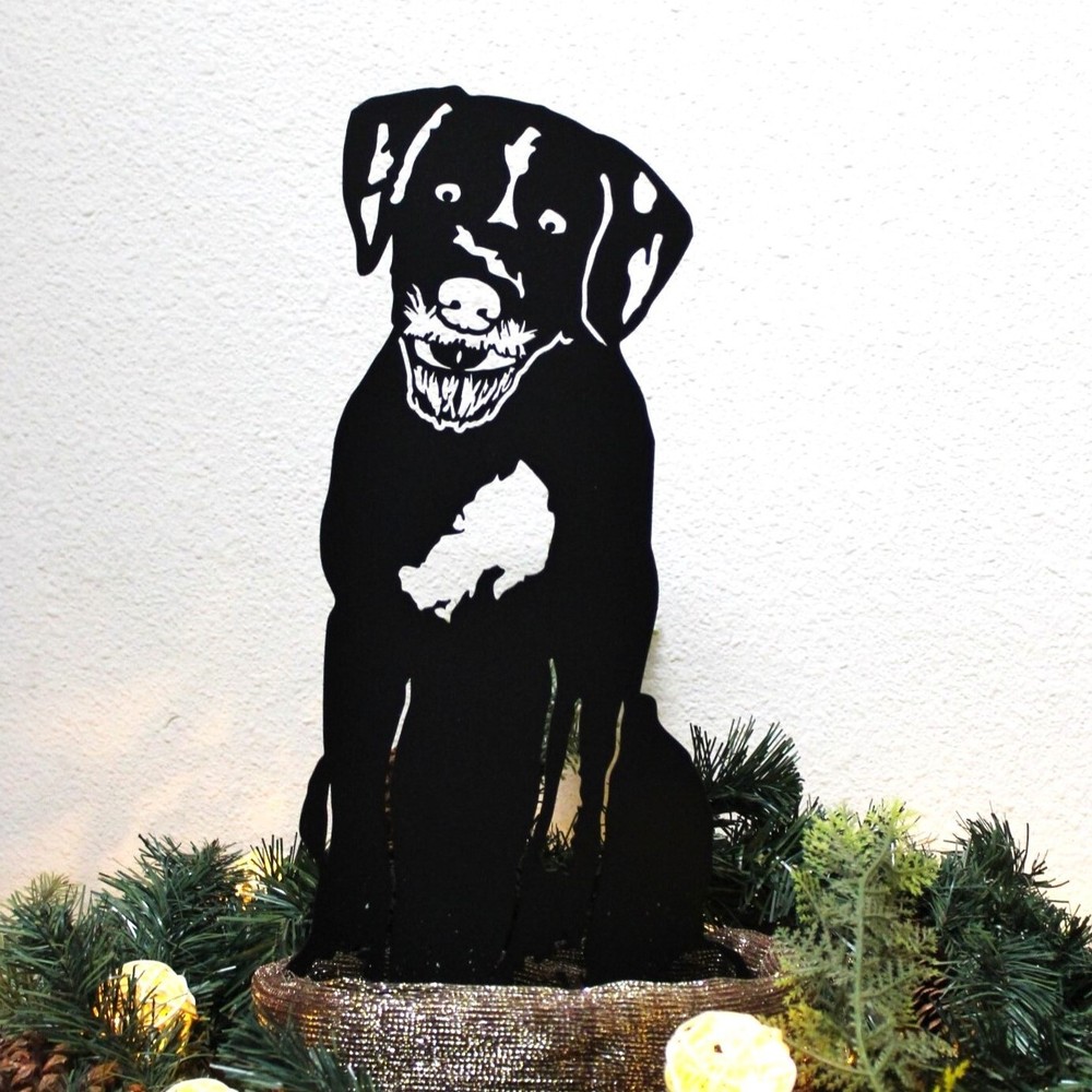 German Wirehaired Pointer Black Metal Dog Silhouette