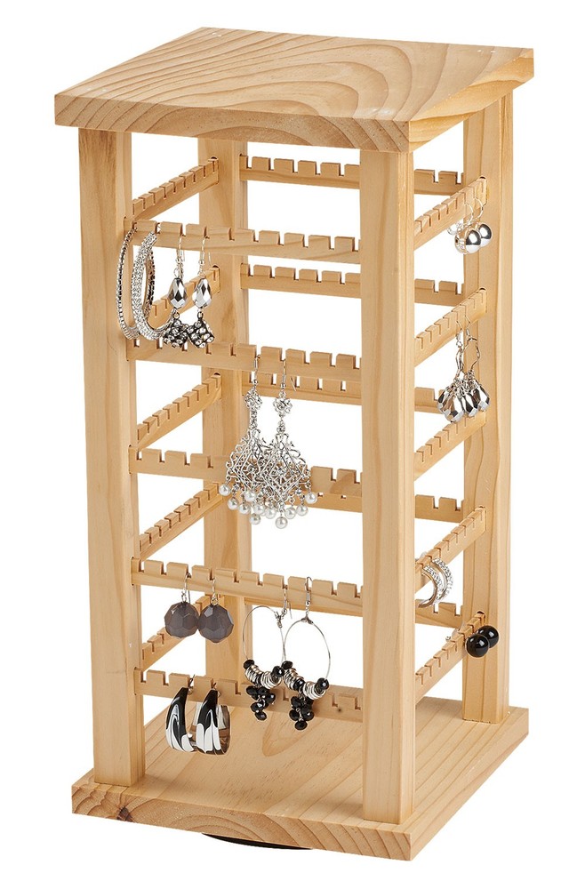 Earring Display - Wood Display Carousel - Rotating