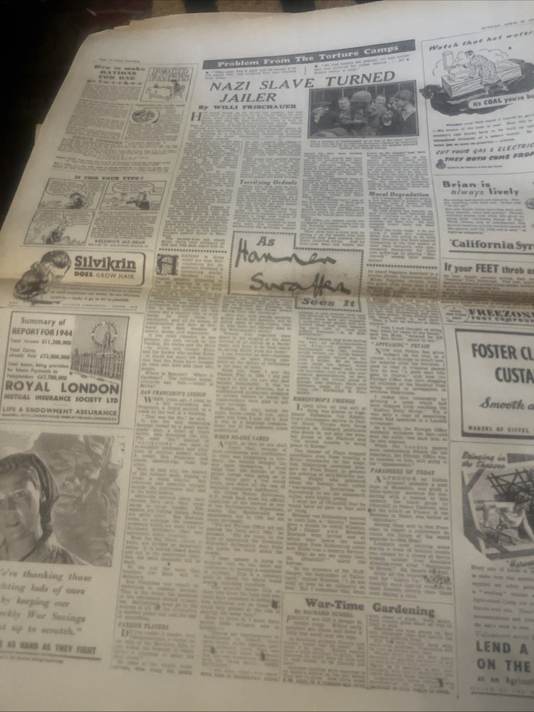 WW 2 -The People - 29/04 1945 Newspaper
