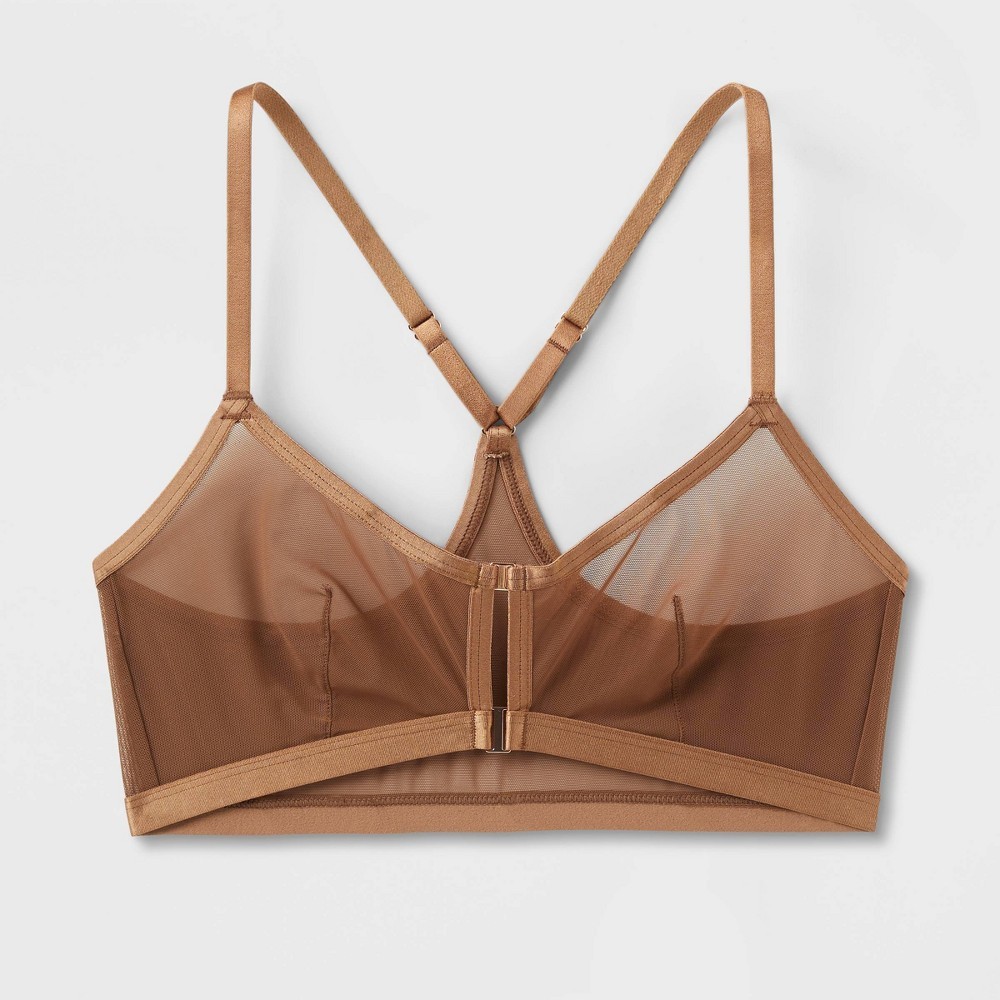Women's Mesh Triangle Bralette - Auden™ Brown XXL: Racerback, Adjustable Strap,