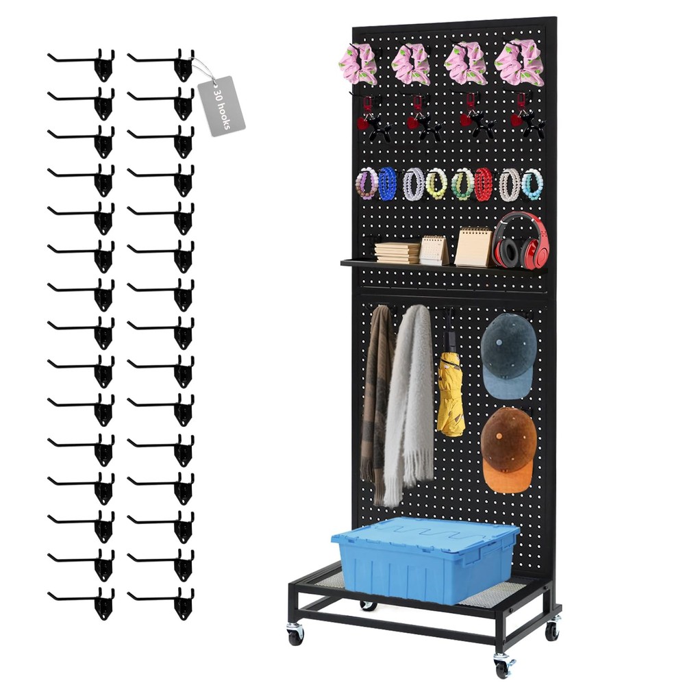 NectaCol Metal Pegboard Display Stand with Baseplate, Two Separately Pegboard...