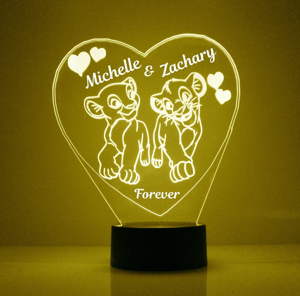 Lion King Personalized FREE LED Simba & Nala Night Light Lamp + Remote Control