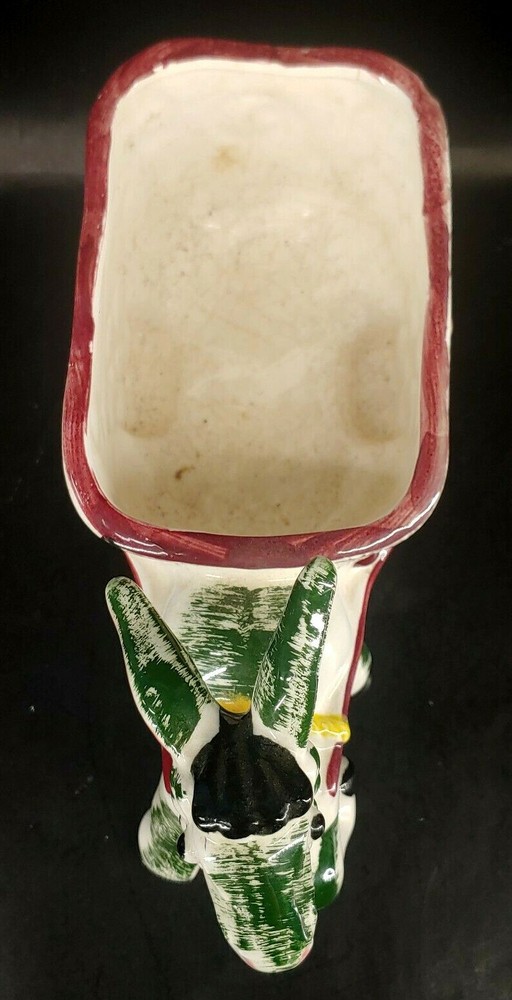 Vintage Ceramic Donkey Pulling Buggy Cart Carriage Figure Planter mAAN