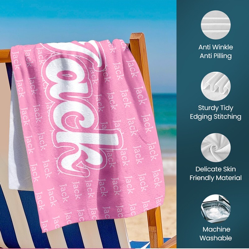 Personalized Custom Name Extra Large Beach Towel Oversize Soft Microfiber Towels