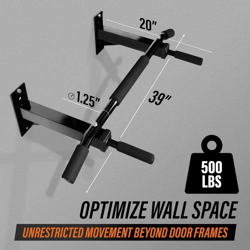 Adjustable Wall-Mounted Pull Up Bar - Strong, Comfortable, Rust-Free Design