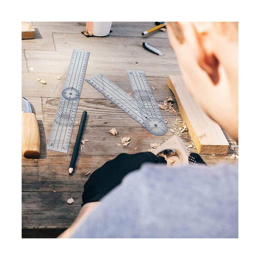 Clear Plastic Goniometer 360 Degree Angle Finder 7" Folding Ruler