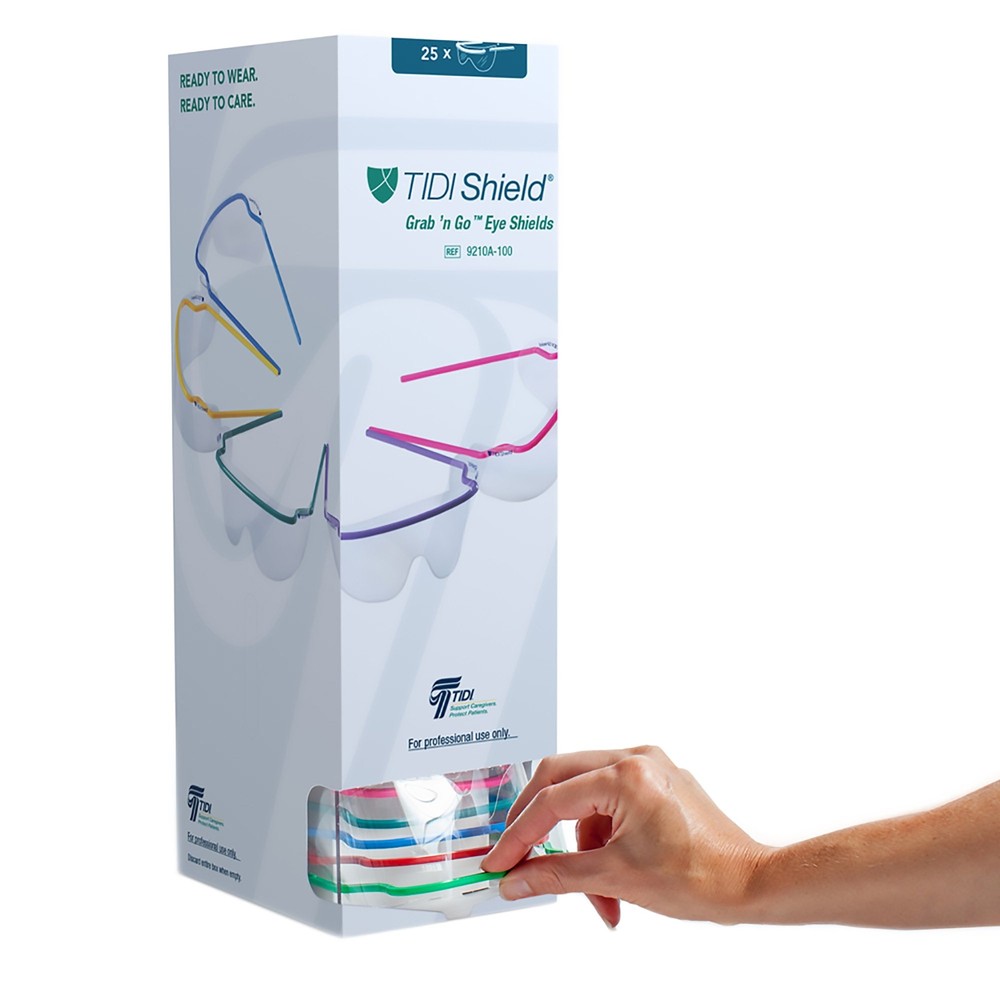 TIDIShield Grab 'n Go Protective Glasses with Dispenser Wraparound 25 per Box