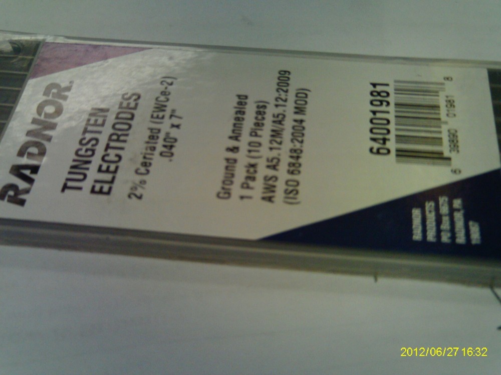 Radnor 64001981Tungsten Electrodes .040” x 7”