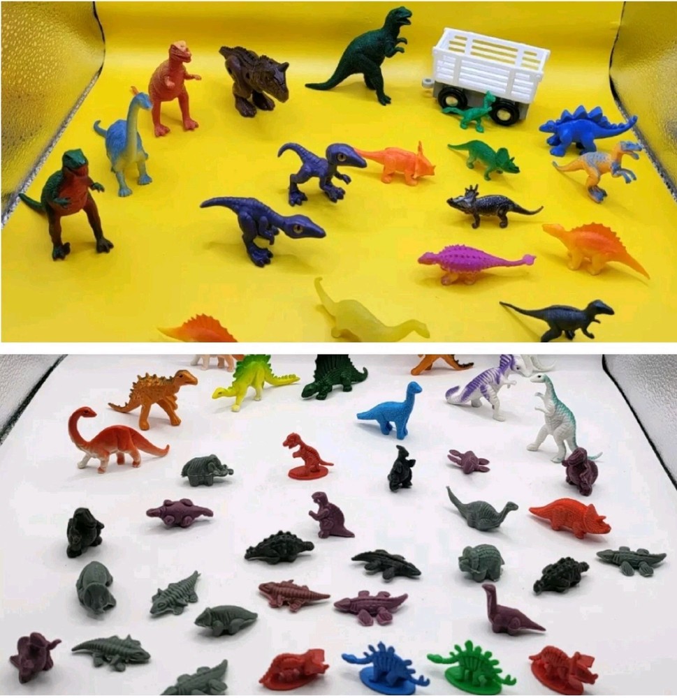 57 Dinosaur Toy Lot 1-2" Assorted Jurassic Plastic Rubber
