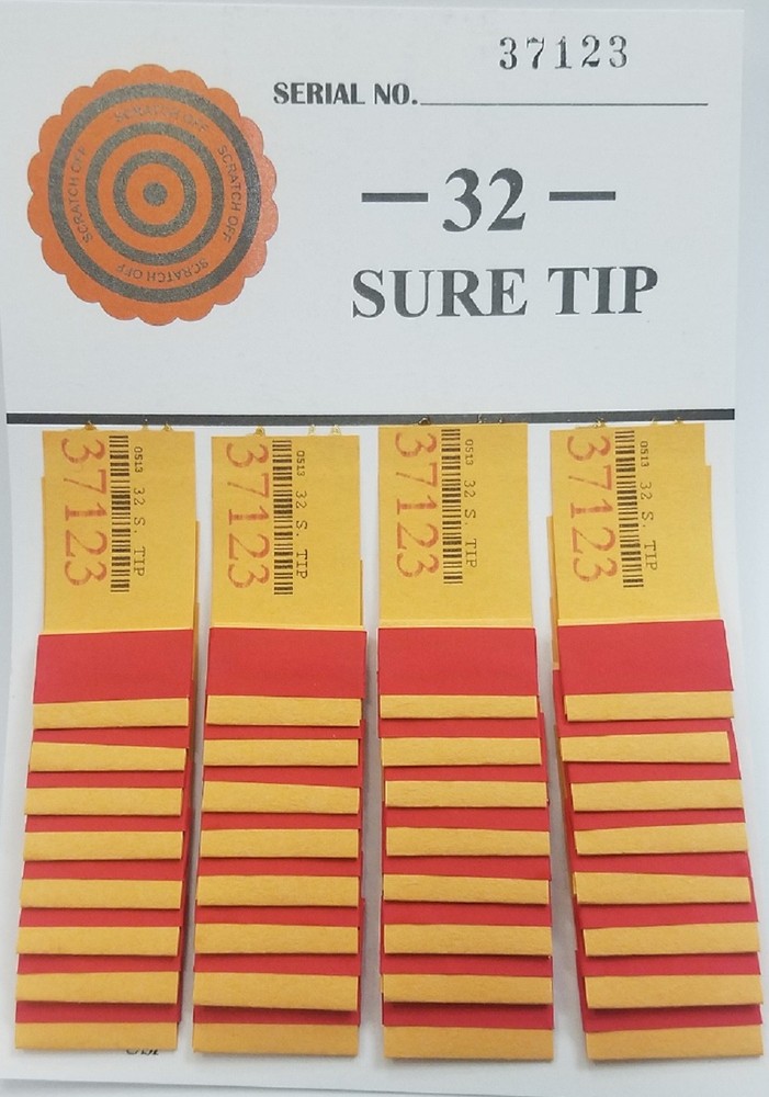 (2 Lots ) # 32 Sure Tip Boards (01-32) Pull tabs/Jar Tickets Free Shipping US