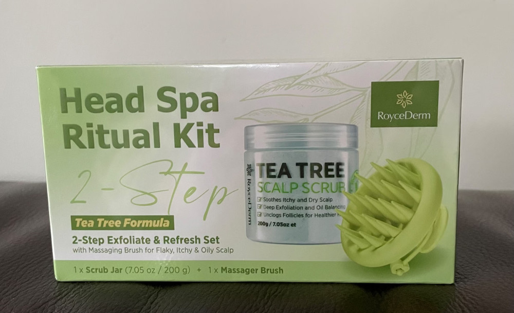 RoyceDerm Head Spa Ritual Kit, 2-Step Exfoliate & Refresh Set, Tea Tree