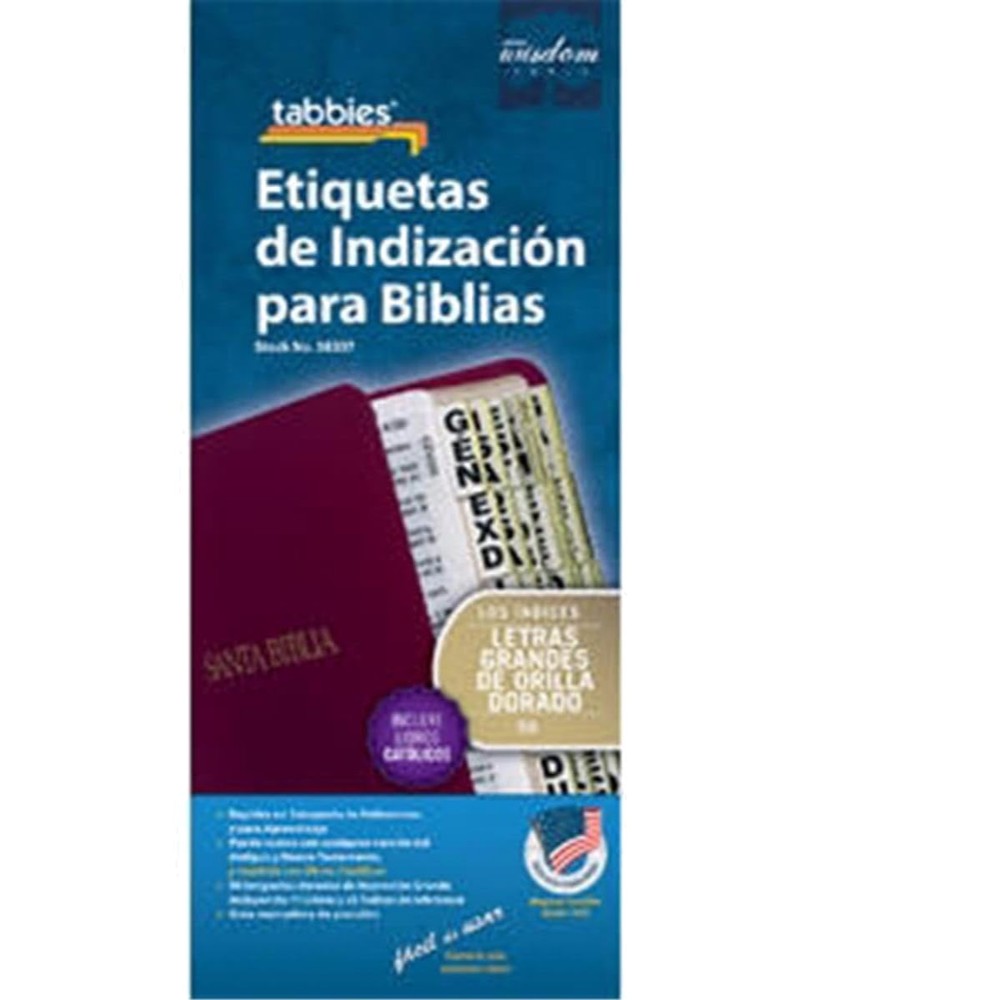 80 Spanish Gold-Edged Bible Index Tabs for Old & New Testament - Easy Reference
