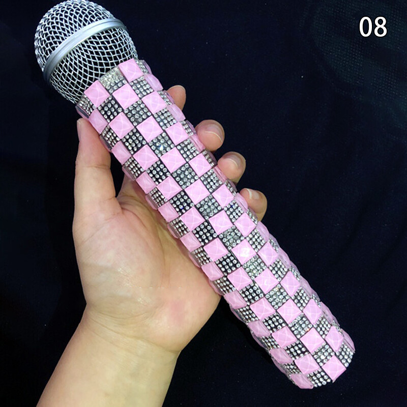 Rhinestone Microphone Handle Cover Sleeve Protector Prop Sparkly Accessories