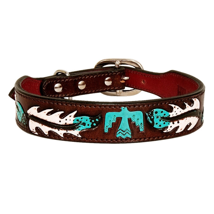Leather Thunderbird Dog Collar
