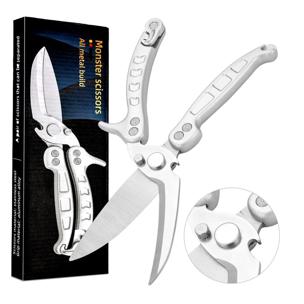 Heavy Duty Kitchen Shears Spring Loaded Poultry Scissors Stainless Steel Bone