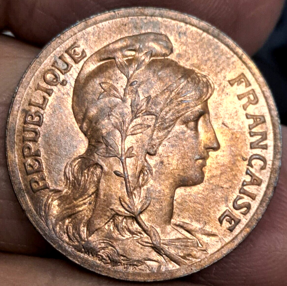 France 5 Centesimi 1898 BU Patinated .#964