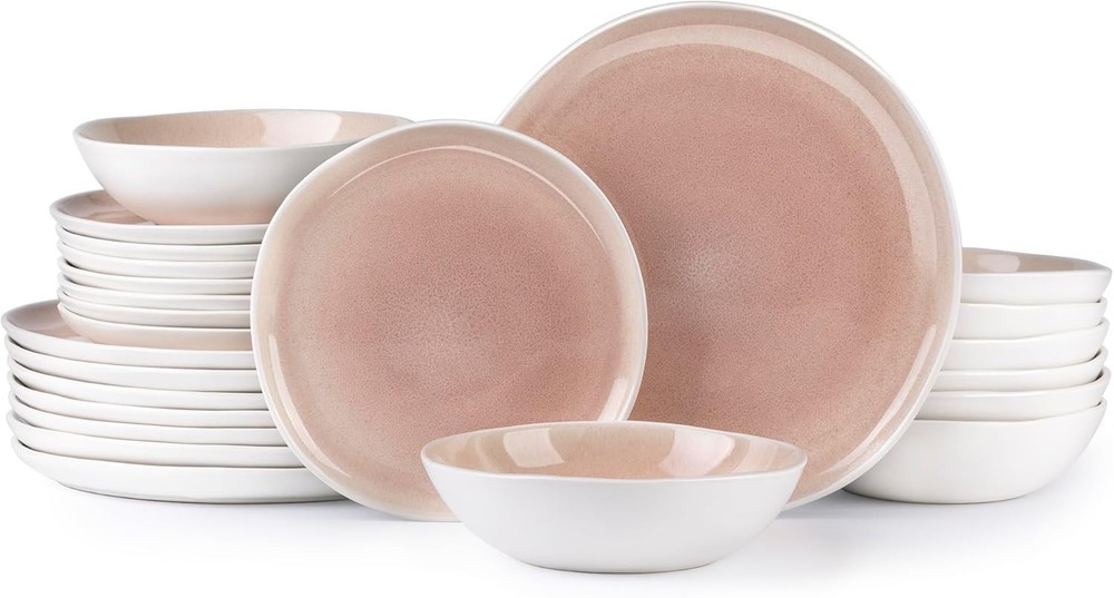 Ceramic Dinnerware Sets,Handmade Reactive Glaze Stoneware Plates & Bowls