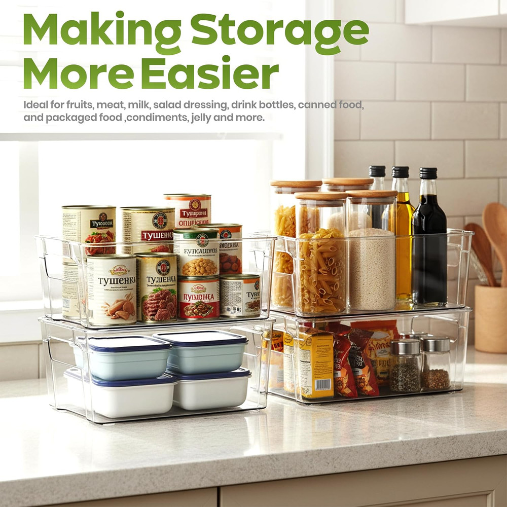 - Fridge & Refrigerator Organizer Bins (8 Pack), Clear Stackable Durable Plas...