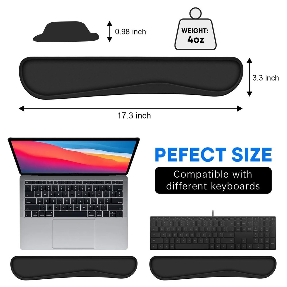 Keyboard Wrist Rest Pad 2 Pack, Memory Foam Computer Keyboard Pad, Easy Typin...