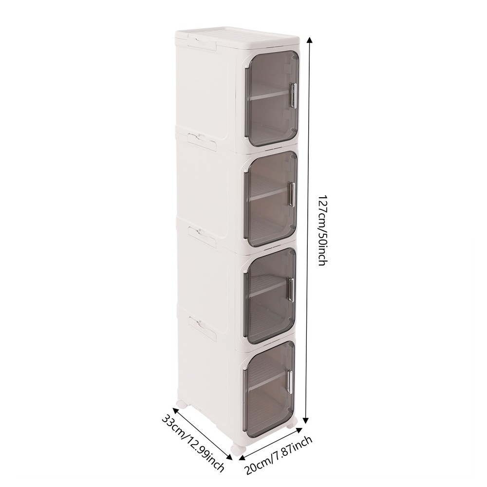 4-Tier Slim Bathroom Storage Cabinet with Wheels, Space-Saving Design
