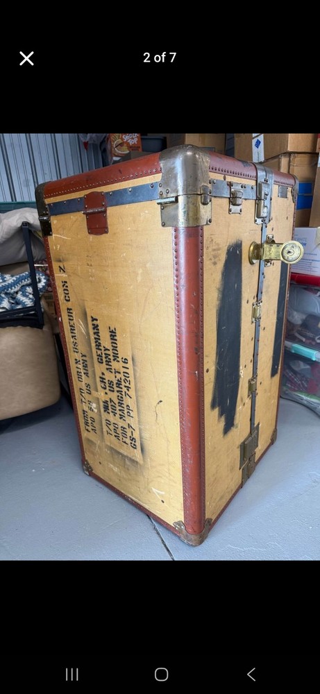 Hartmann Trunk From Ww2 Area  Says Mun Germany  On Back..missing One Handle