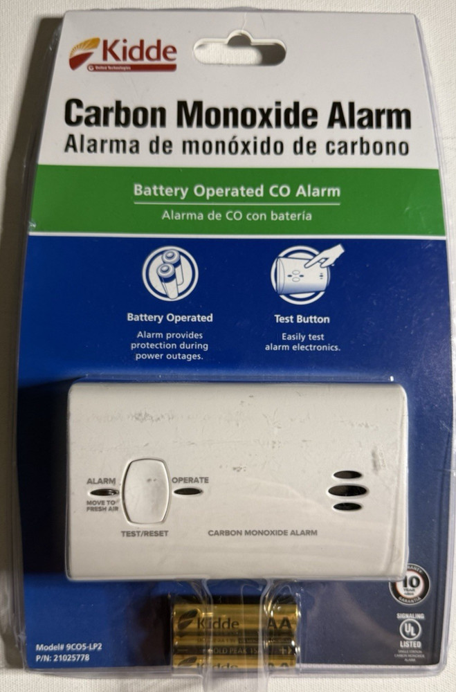 Kidde Carbon Monoxide Detector  Battery Powered CO Alarm with LEDs